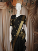 Classic Black Checked Peacock Butta Woven Design Pure Kanchipuram Silk Saree with Contrast Zari Border