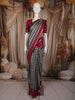 Classic Black Checked Woven Design Pure Kanchipuram Silk Saree with Contrast Double Zari Border