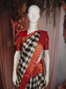 Classic Black Checked Woven Design Pure Kanchipuram Silk Saree with Contrast Zari Border