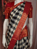 Classic Black Checked Woven Design Pure Kanchipuram Silk Saree with Contrast Zari Border