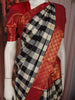 Classic Black Checked Woven Design Pure Kanchipuram Silk Saree with Contrast Zari Border