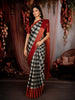 Classic Black Checked Woven Design Pure Kanchipuram Silk Saree with Contrast Zari Border