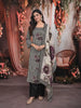 Classic Black Floral Beads Embroidered Design Crepe Silk Party Wear Straight Cut Salwar Suit with Matching Dupatta