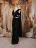 Classic Black Floral Beads Embroidered Design Georgette Ready To Wear Saree with Matching Designer Blouse