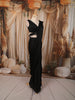 Classic Black Floral Beads Embroidered Design Georgette Ready To Wear Saree with Matching Designer Blouse