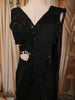 Classic Black Floral Beads Embroidered Design Georgette Ready To Wear Saree with Matching Designer Blouse