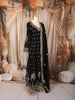 Classic Black Floral Palm Motif Sequins and Zardozi Embroidered Design Georgette Long Anarkali Gown with Matching Dupatta