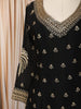 Classic Black Floral Palm Motif Sequins and Zardozi Embroidered Design Georgette Long Anarkali Gown with Matching Dupatta