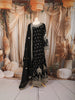 Classic Black Floral Palm Motif Sequins and Zardozi Embroidered Design Georgette Long Anarkali Gown with Matching Dupatta