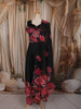 Classic Black Floral Printed Design Chiffon Anarkali Gown with Dupatta
