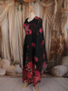 Classic Black Floral Printed Design Chiffon Anarkali Gown with Dupatta