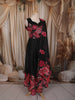 Classic Black Floral Printed Design Chiffon Anarkali Gown with Dupatta