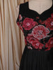 Classic Black Floral Printed Design Chiffon Anarkali Gown with Dupatta