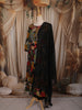Classic Black Floral Printed Design Cotton Anarkali Salwar Suit with Dupatta