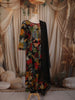 Classic Black Floral Printed Design Cotton Anarkali Salwar Suit with Dupatta
