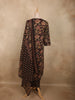 Classic Black Floral Printed Design Cotton Salwar Suit with Dupatta