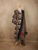 Classic Black Floral Printed Design Cotton Salwar Suit with Dupatta