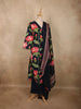 Classic Black Floral Printed Design Cotton Salwar Suit with Dupatta