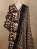 Classic Black Floral Printed Design Cotton Salwar Suit with Dupatta
