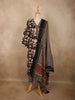 Classic Black Floral Printed Design Cotton Salwar Suit with Dupatta
