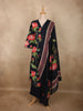 Classic Black Floral Printed Design Cotton Salwar Suit with Dupatta