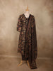 Classic Black Floral Printed Design Cotton Salwar Suit with Dupatta