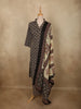 Classic Black Floral Printed Design Cotton Straight Cut Salwar Suit with Dupatta