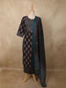 Classic Black Floral Printed Design Cotton Straight Cut Salwar Suit with Dupatta