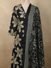 Classic Black Floral Printed Design Cotton Straight Cut Salwar Suit with Dupatta