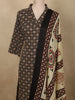 Classic Black Floral Printed Design Cotton Straight Cut Salwar Suit with Dupatta