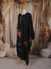 Classic Black Floral Printed Design Cotton Straight Cut Salwar Suit with Dupatta