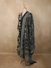 Classic Black Floral Printed Design Cotton Straight Cut Salwar Suit with Dupatta