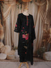 Classic Black Floral Printed Design Cotton Straight Cut Salwar Suit with Dupatta