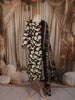 Classic Black Floral Printed Design Cotton Straight Cut Salwar Suit with Dupatta