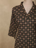 Classic Black Floral Printed Design Cotton Straight Cut Salwar Suit with Dupatta