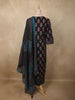 Classic Black Floral Printed Design Cotton Straight Cut Salwar Suit with Dupatta