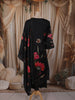 Classic Black Floral Printed Design Cotton Straight Cut Salwar Suit with Dupatta