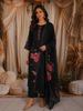 Classic Black Floral Printed Design Cotton Straight Cut Salwar Suit with Dupatta