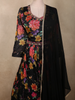 Classic Black Floral Printed Design Georgette Anarkali Gown with Dupatta
