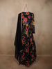 Classic Black Floral Printed Design Georgette Anarkali Gown with Dupatta
