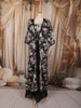 Classic Black Floral Printed Design Georgette Palazzo Suit with Long Over Coat