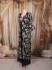 Classic Black Floral Printed Design Georgette Palazzo Suit with Long Over Coat