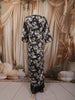 Classic Black Floral Printed Design Georgette Palazzo Suit with Long Over Coat