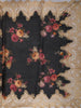 Classic Black Floral Printed Design Pure Organza Saree with Antique Gold Lace Border
