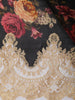 Classic Black Floral Printed Design Pure Organza Saree with Antique Gold Lace Border