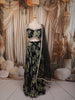 Classic Black Floral Printed and Beads Embroidered Design Chiffon Party Wear Lehenga With Matching Dupatta