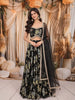 Classic Black Floral Printed and Beads Embroidered Design Chiffon Party Wear Lehenga With Matching Dupatta