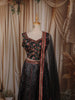 Classic Black Floral Printed and Stone Embellished Design Tussar Silk Fancy Lehenga with Matching Dupatta