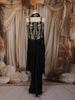Classic Black Floral Sequins and Beads Embroidered Design Shimmer Indo Western Skirt and Top with Choker Dupatta