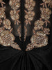 Classic Black Floral Sequins and Beads Embroidered Design Shimmer Indo Western Skirt and Top with Choker Dupatta